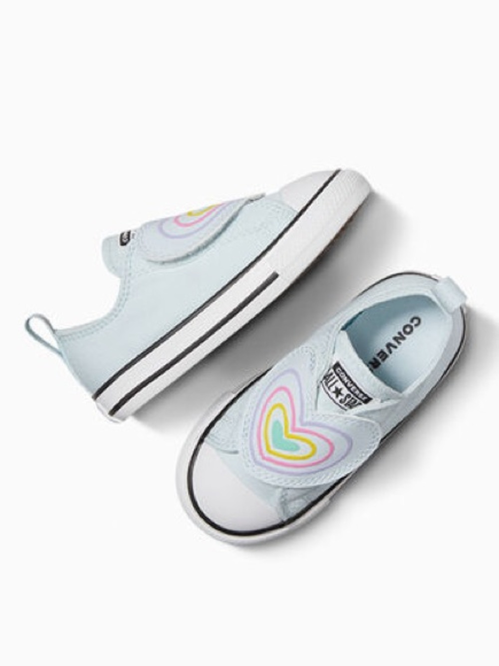 NEW Converse Kids Sz 7 Heart Patch Slip-On Sneakers in Winter Slay Blue